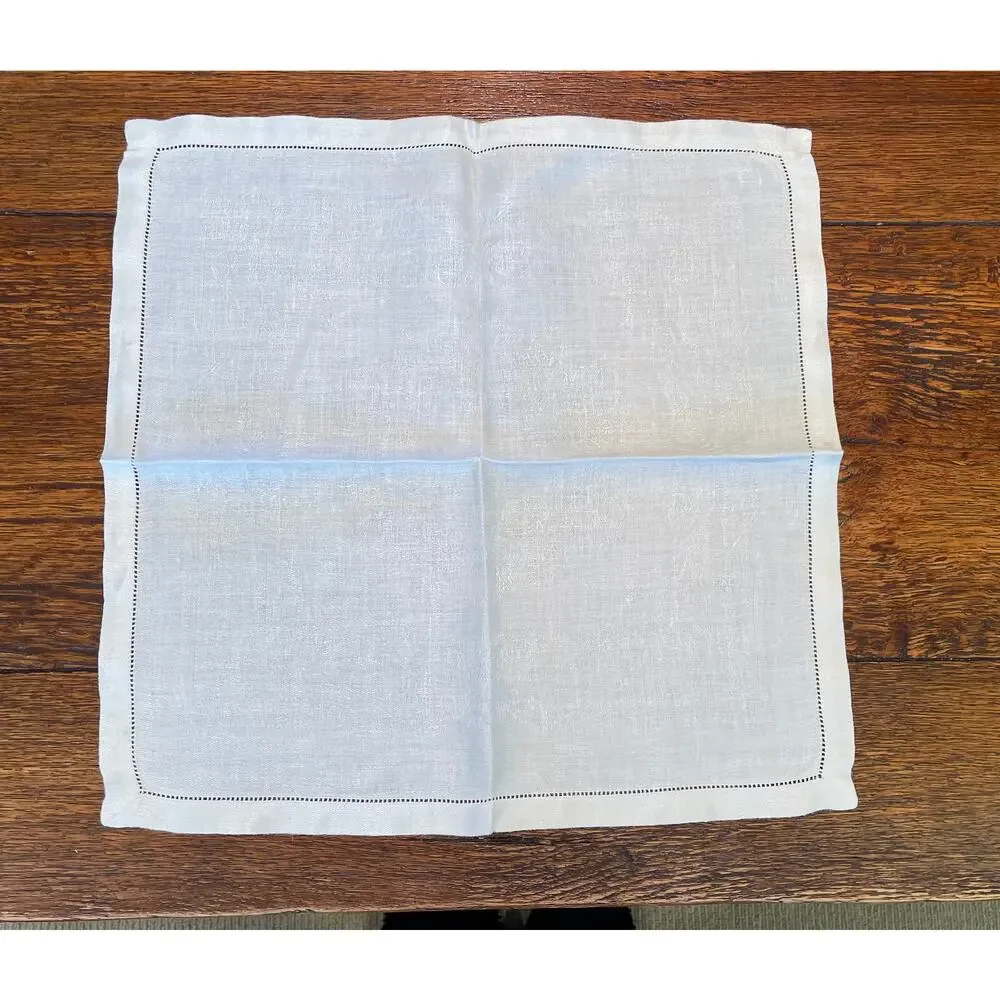 Vintage Ivory / Cream Cotton Square Napkins, Floral, Pointelle Trim, Set of 5
